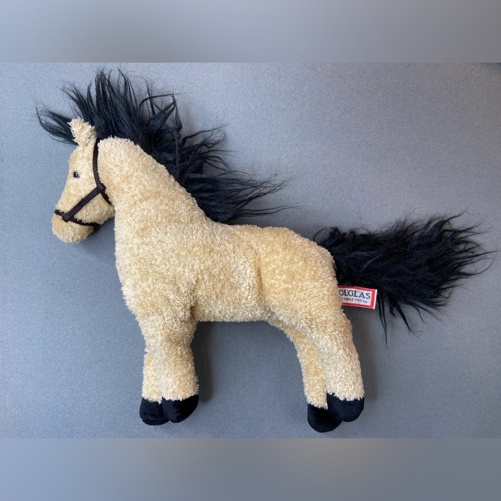 Douglas‎ Cuddle Plush Horse Stuffed Animal with Halter Tan with Black Mane 14"
